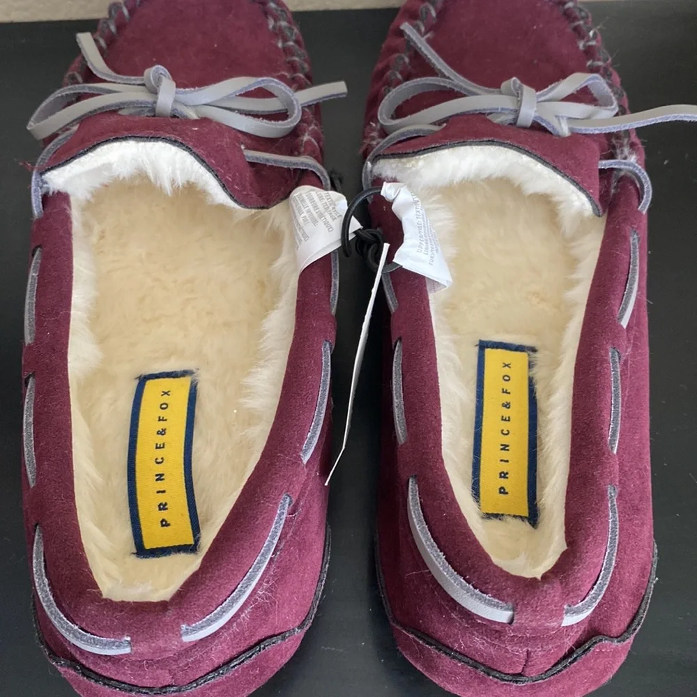 Prince & Fox Fur Lined Shoes, Size US 6W, Maroon, New with Tag - Picture 9 of 9